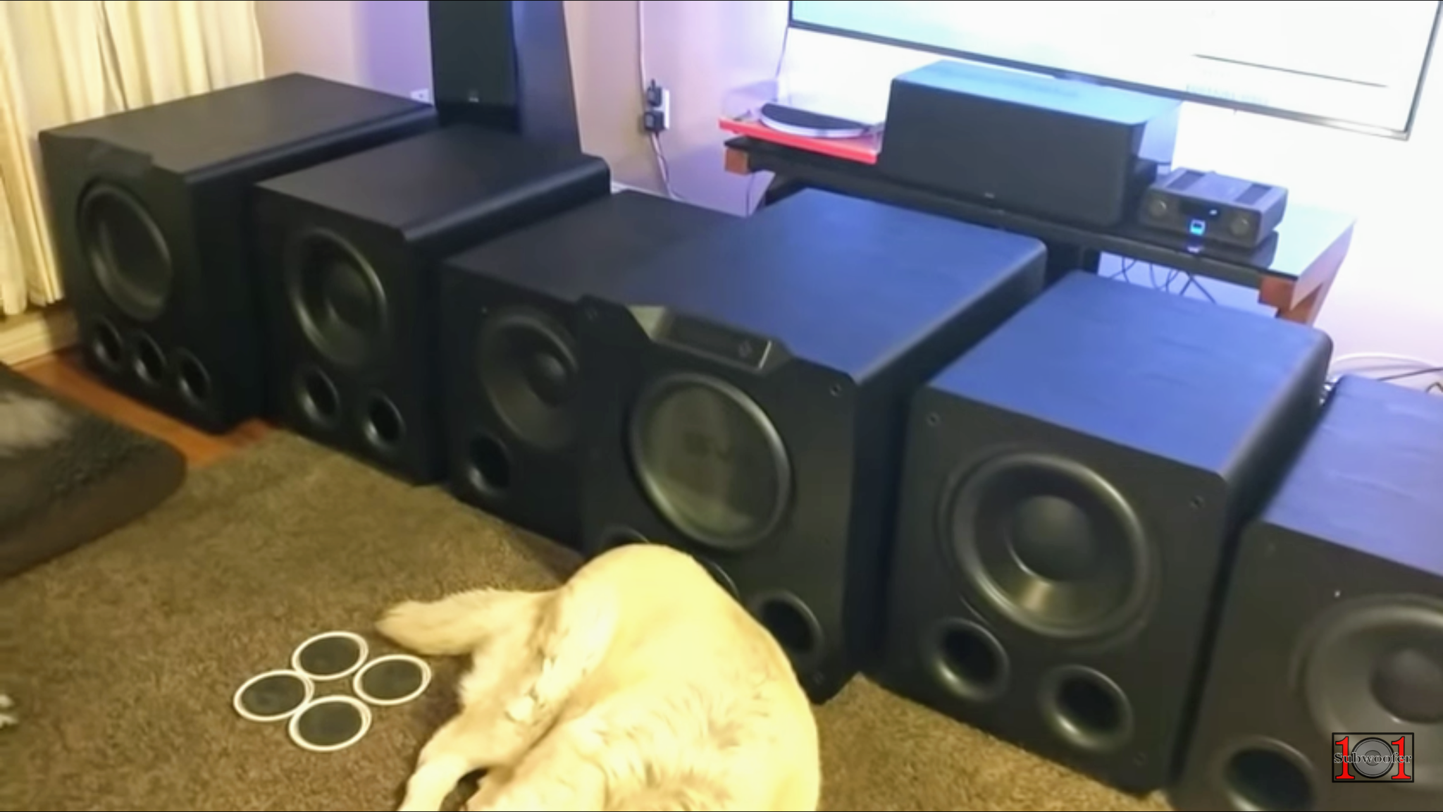SVS PB-4000, PB-3000, and PB-2000 cabinets lined up side by side for size comparison